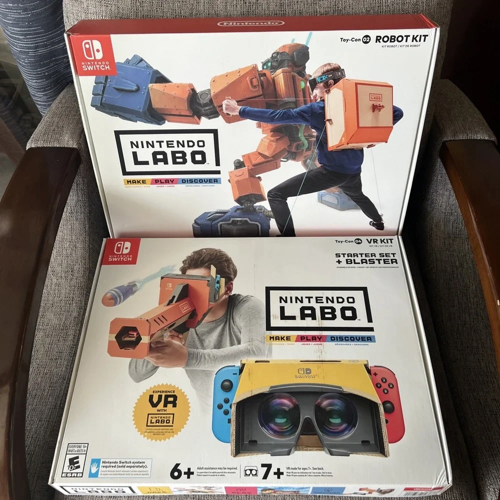 Set Of 2 Nintendo Labo Toy-Con 02 Robot Kit & Con 04 VR Kit Make Play Discover